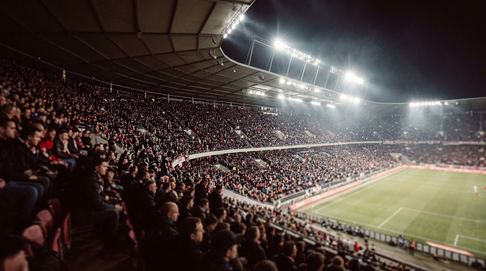 Football stadium at night