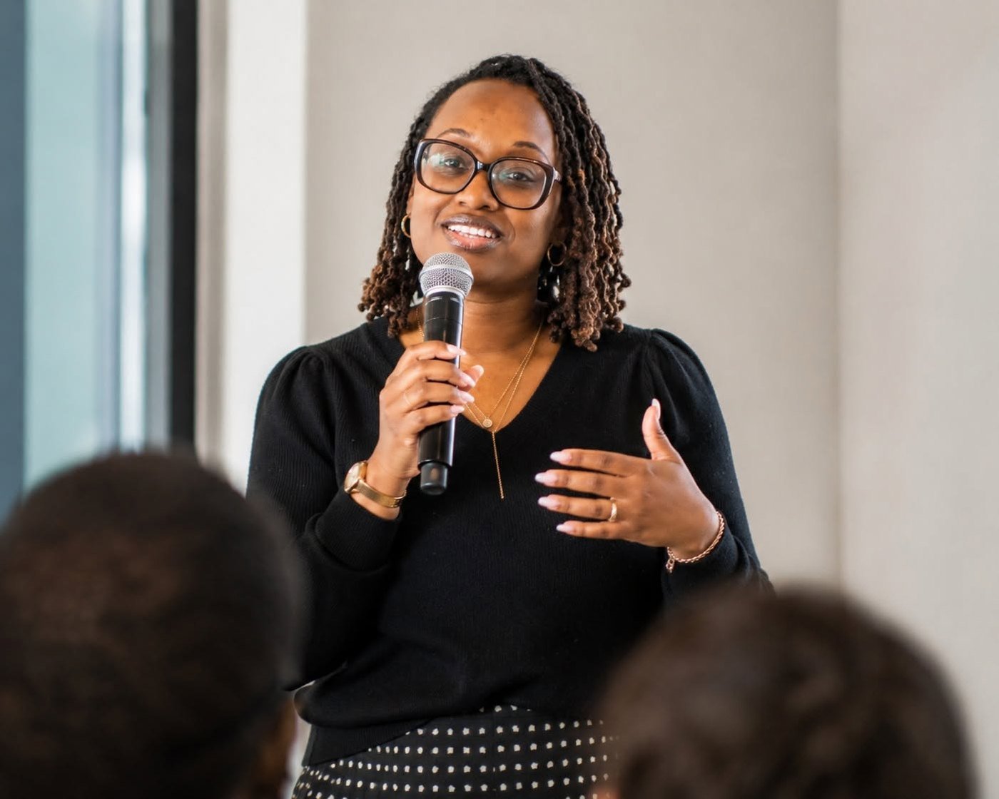 Whitney Williams speaking at the launch event