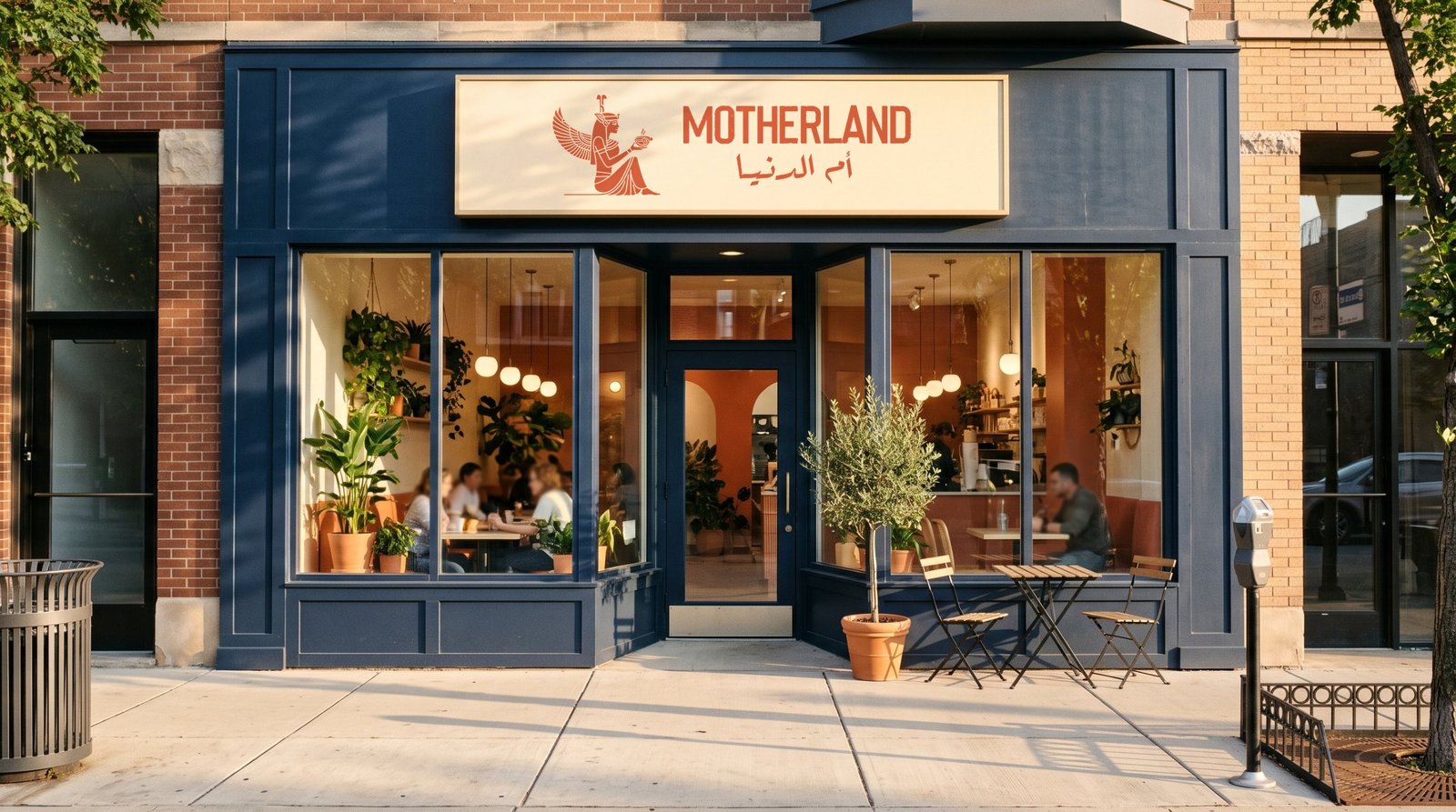 Motherland Cafe storefront mockup